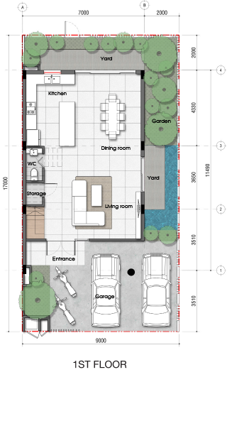 Thiết kế tầng 01 dự án biệt thự Senturia An Phú Quận 2