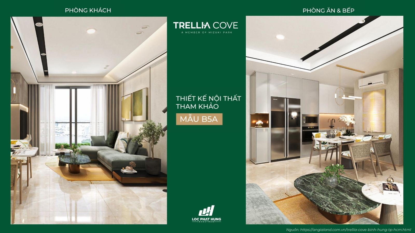 Thiết kế nội thất tham khảo căn hộ Mẫu B5A Trellia Cove