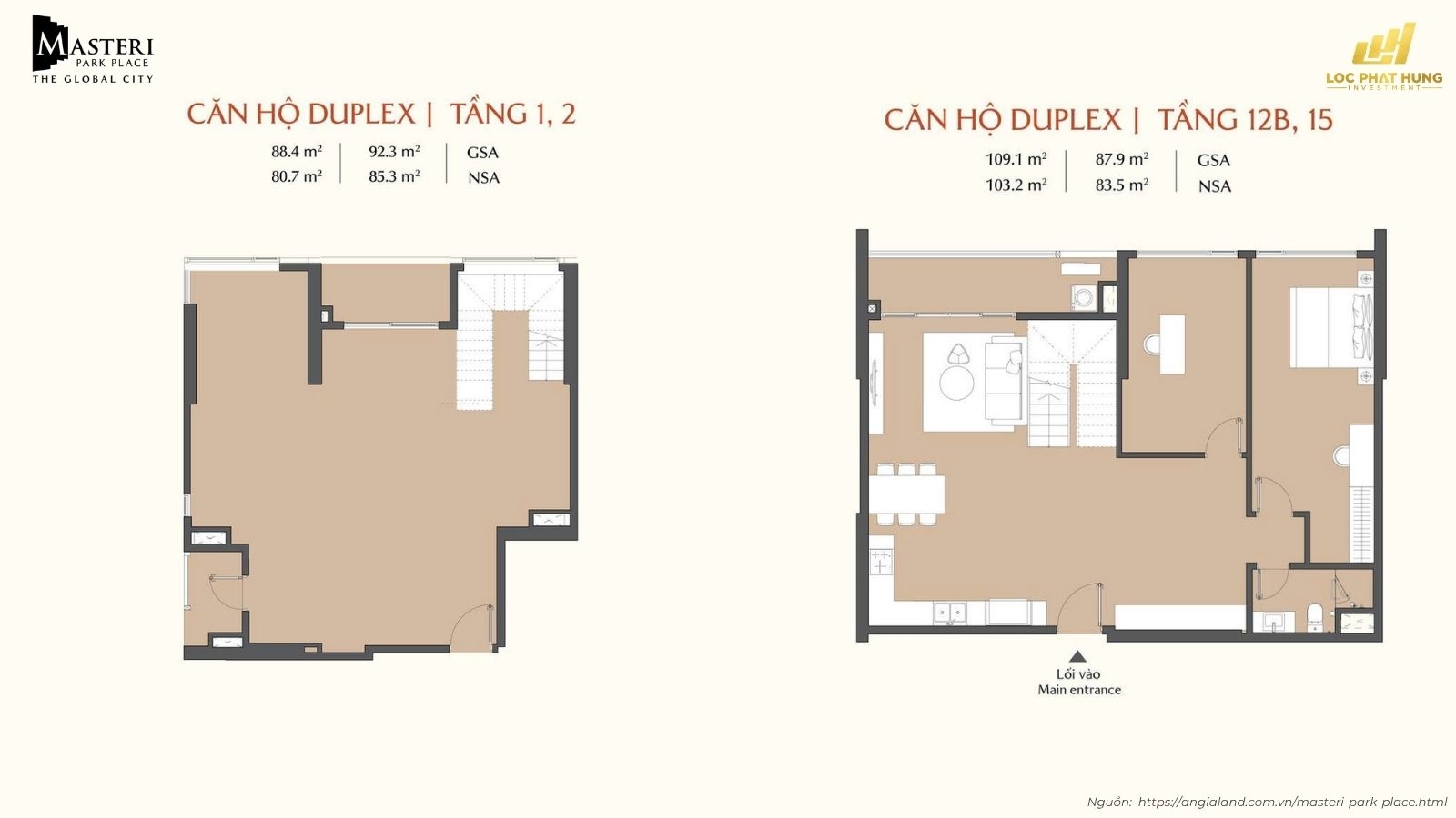 Mặt bằng căn hộ điển hình dự án Masteri Park Place