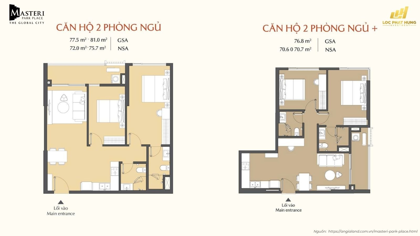 Mặt bằng căn hộ điển hình dự án Masteri Park Place
