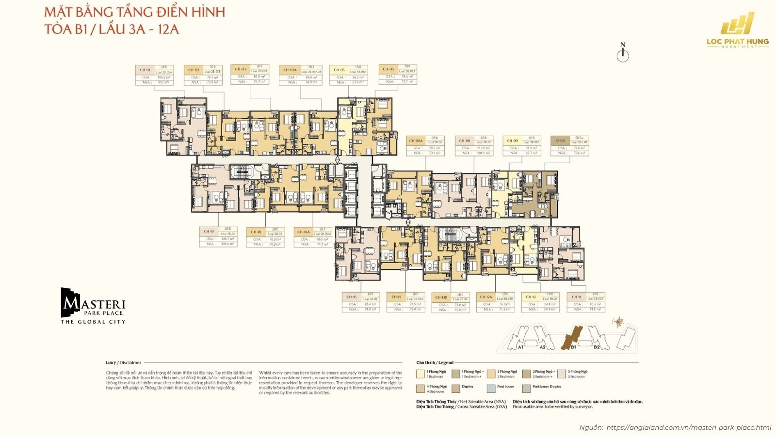 Mặt bằng tầng điển hình dự án Masteri Park Place P. Bình Trưng