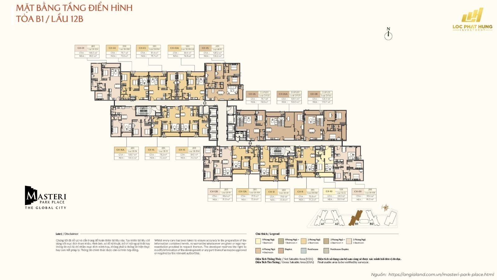Mặt bằng tầng điển hình dự án Masteri Park Place P. Bình Trưng
