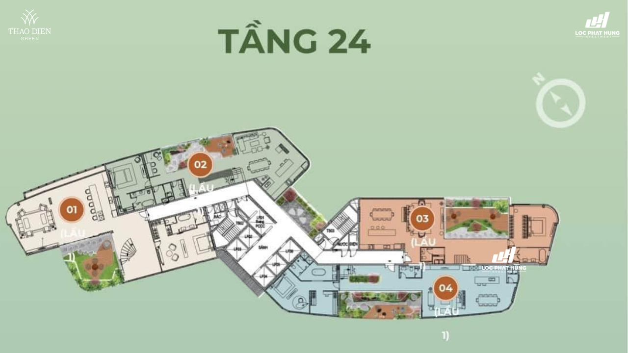Mặt bằng Tầng 24 Penthouse của dự án Thảo Điền Green Quận 2