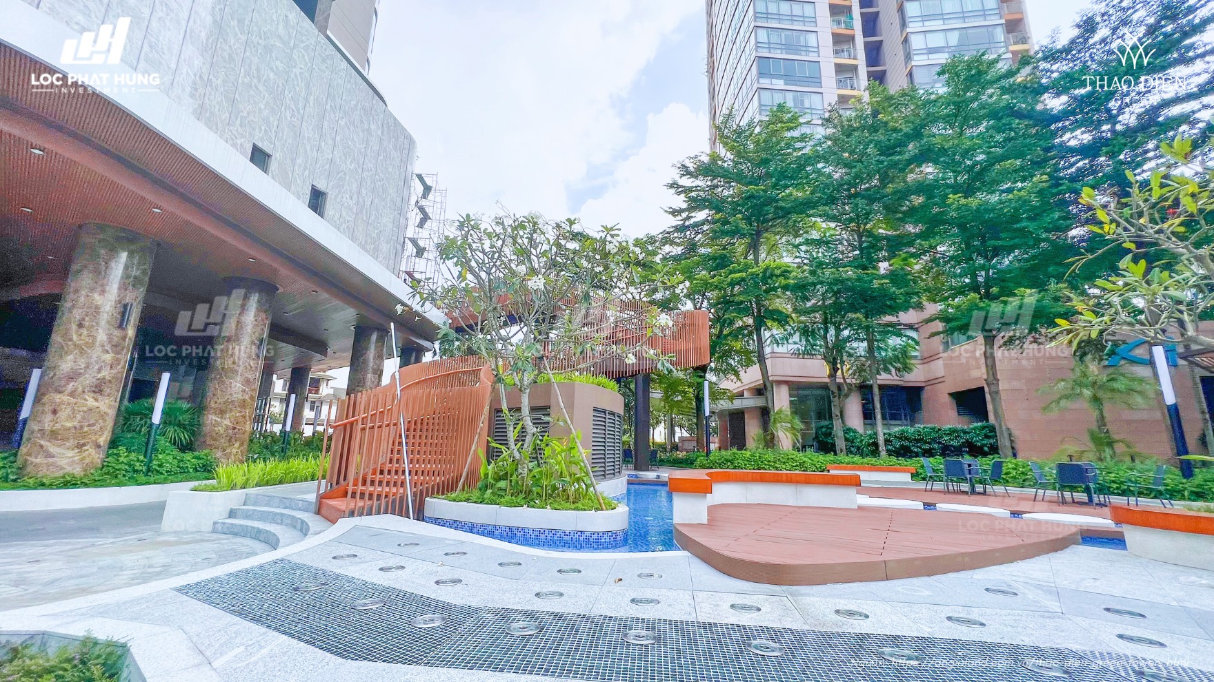 Công viên nội khu tầng trệt Thảo Điền Green Quận 2 - Nhận Mua Bán + Cho Thuê