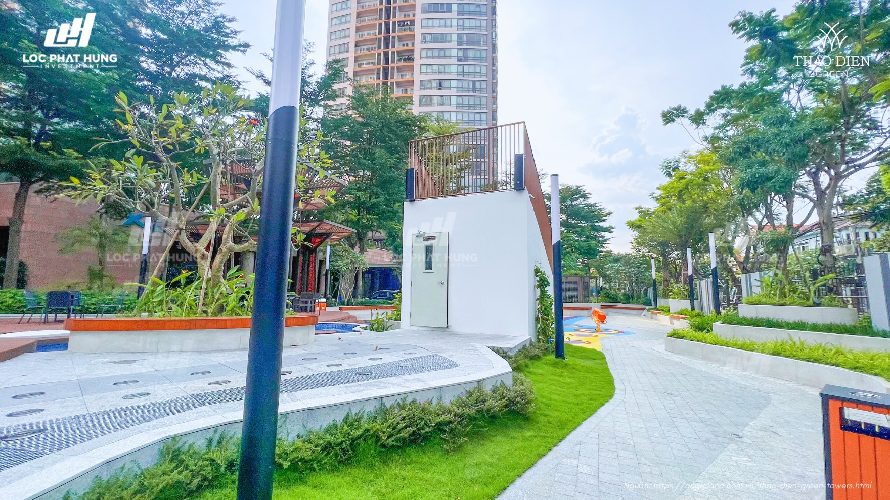 Công viên nội khu tầng trệt Thảo Điền Green Quận 2 - Nhận Mua Bán + Cho Thuê