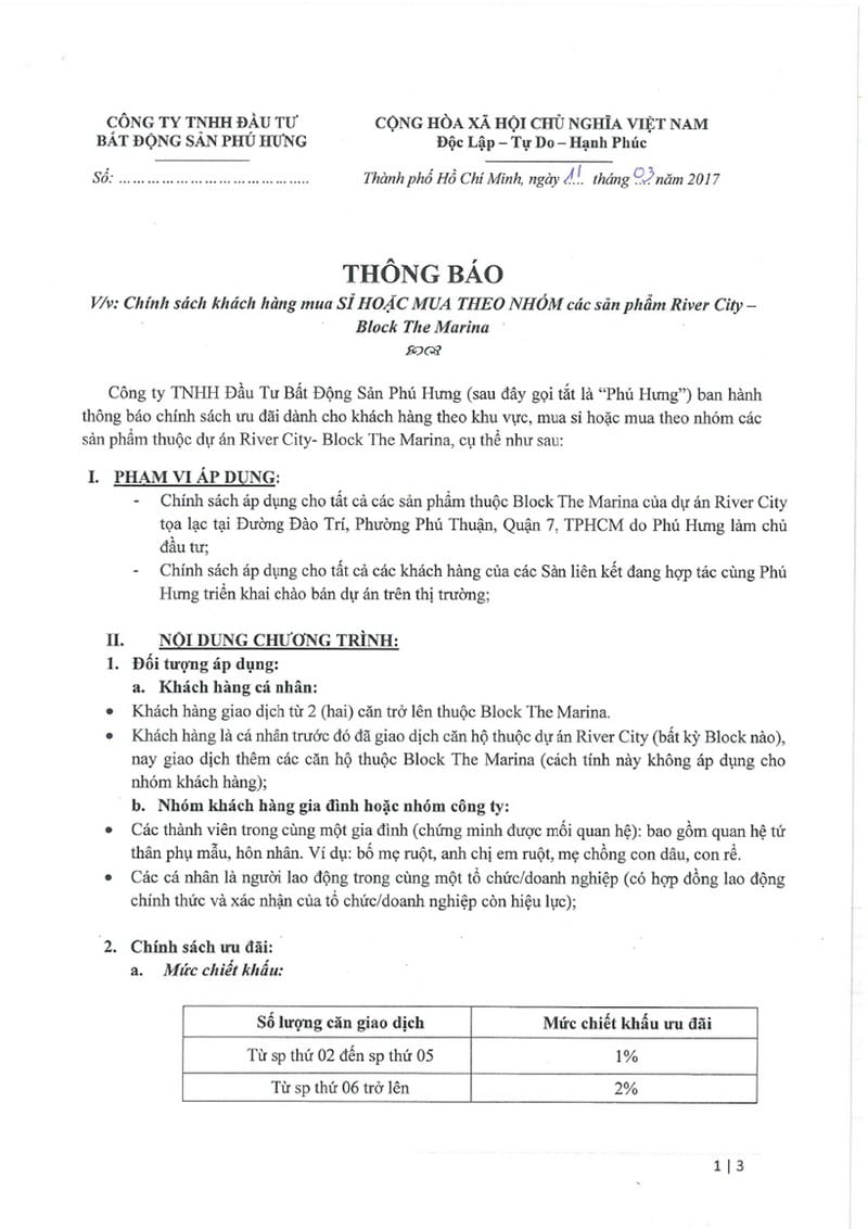 Phương thức thanh toán dự án căn hộ River City Quận 7 03/2017