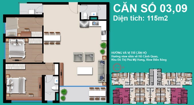 Cần bán lại căn hộ An Gia Riverside Quận 7 diện tích 115m2 View Sông Giá 28tr/m2