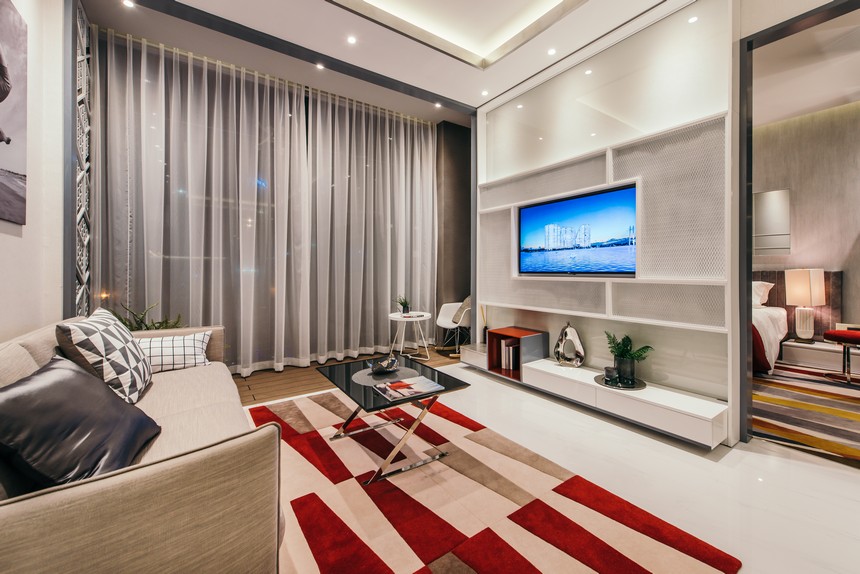 Nhà mẫu căn hộ chung cư Kingdom101 quận 10 Tô Hiến Thành được bán diện tích 60.83m2 1 phòng ngủ-1WC, view mặt tiền Thành Thái, quận 1 và công viên Thỏ Trắng.