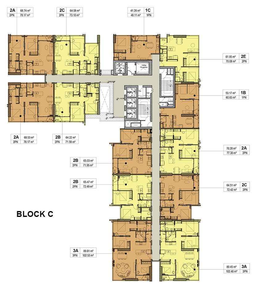 Mặt bằng thiết kế căn hộ Kingdom 101 Block C