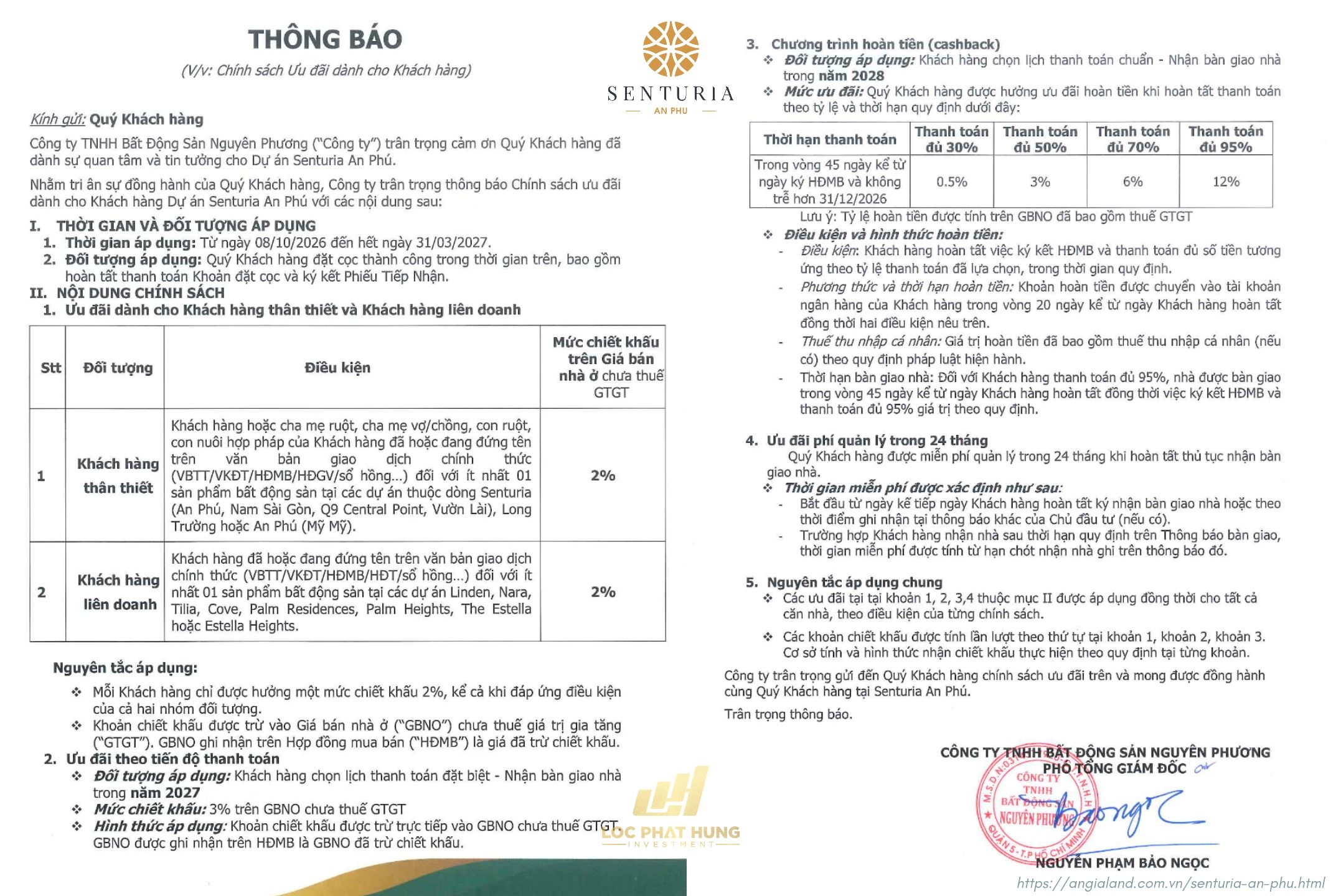 Ưu đãi dành cho khách hàng Senturia An Phú áp dụng từ tháng 10/2026