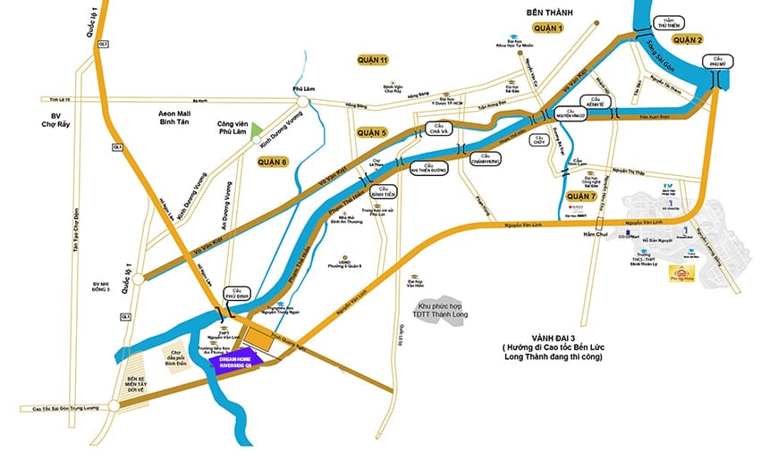 Vị trí địa chỉ dự án căn hộ Dream Home Riverside Quận 8