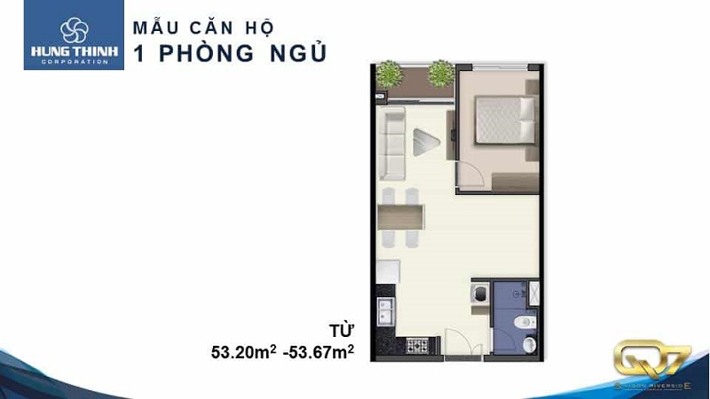 Mẫu căn hộ 1PN Q7 Saigon Riverside Complex
