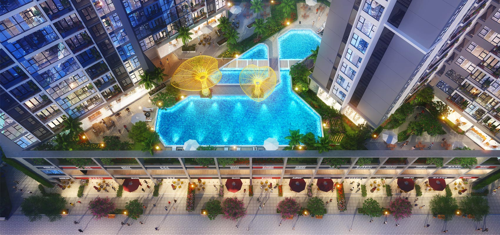 Tiện ích hồ bơi tầng 3 dự án căn hộ chung cư Eco Green Sài Gòn Quận