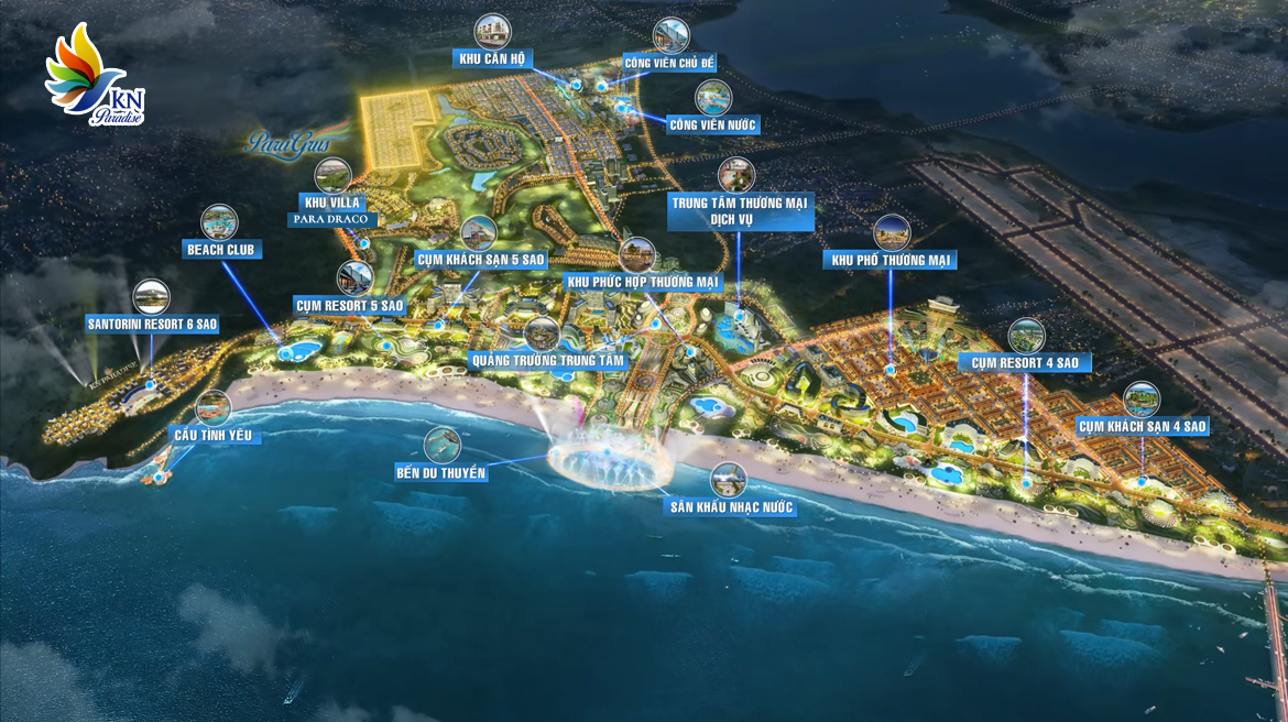 Phối cảnh tổng thể dự án KN Paradise Cam Ranh và chi tiết phân khu biẹt thự Para Draco Cam Ranh