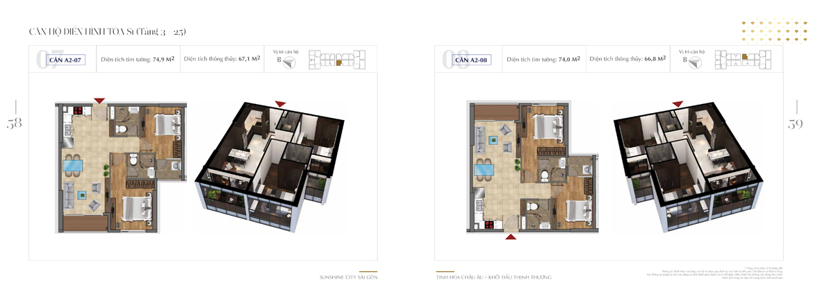 Thiết kế chi tiết căn hộ Sunshine City Sài Gòn Quận 7 Block S1-A2-07-+-A2-08