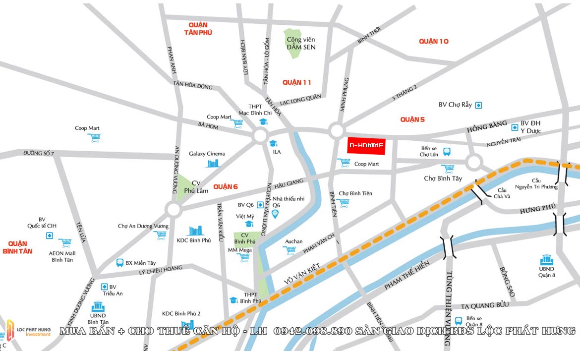 Vị trí địa chỉ dự án căn hộ chung cư D Homme Quận 6 Đường Hồng Bàng chủ đầu tư DHA