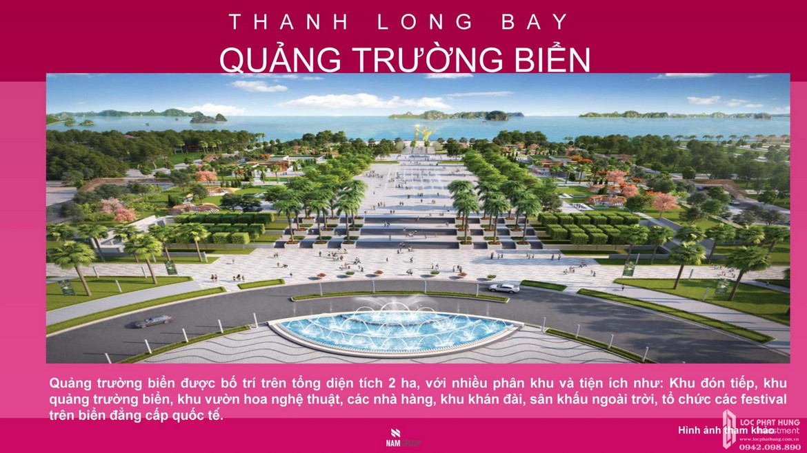 Quảng trường biển rộng lớn ngay trung tâm dự án condotel, nhà phố, biệt thự biển Thanh Long Bay Bình Thuận