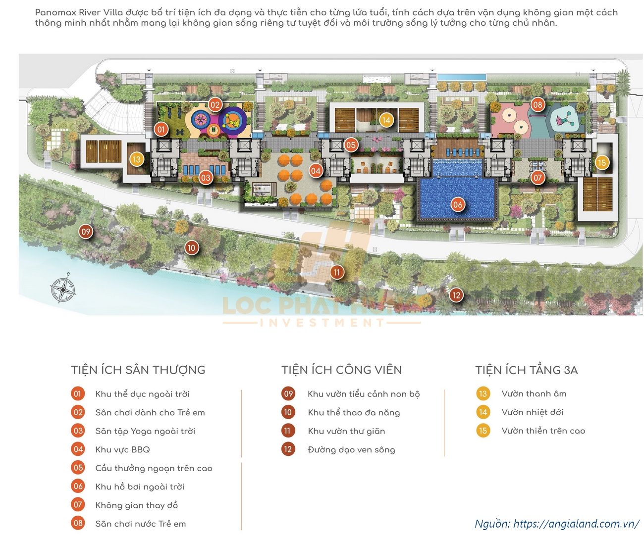 Mặt bằng tiện ích tầng mái căn hộ Pannomax River Villa Quận 7