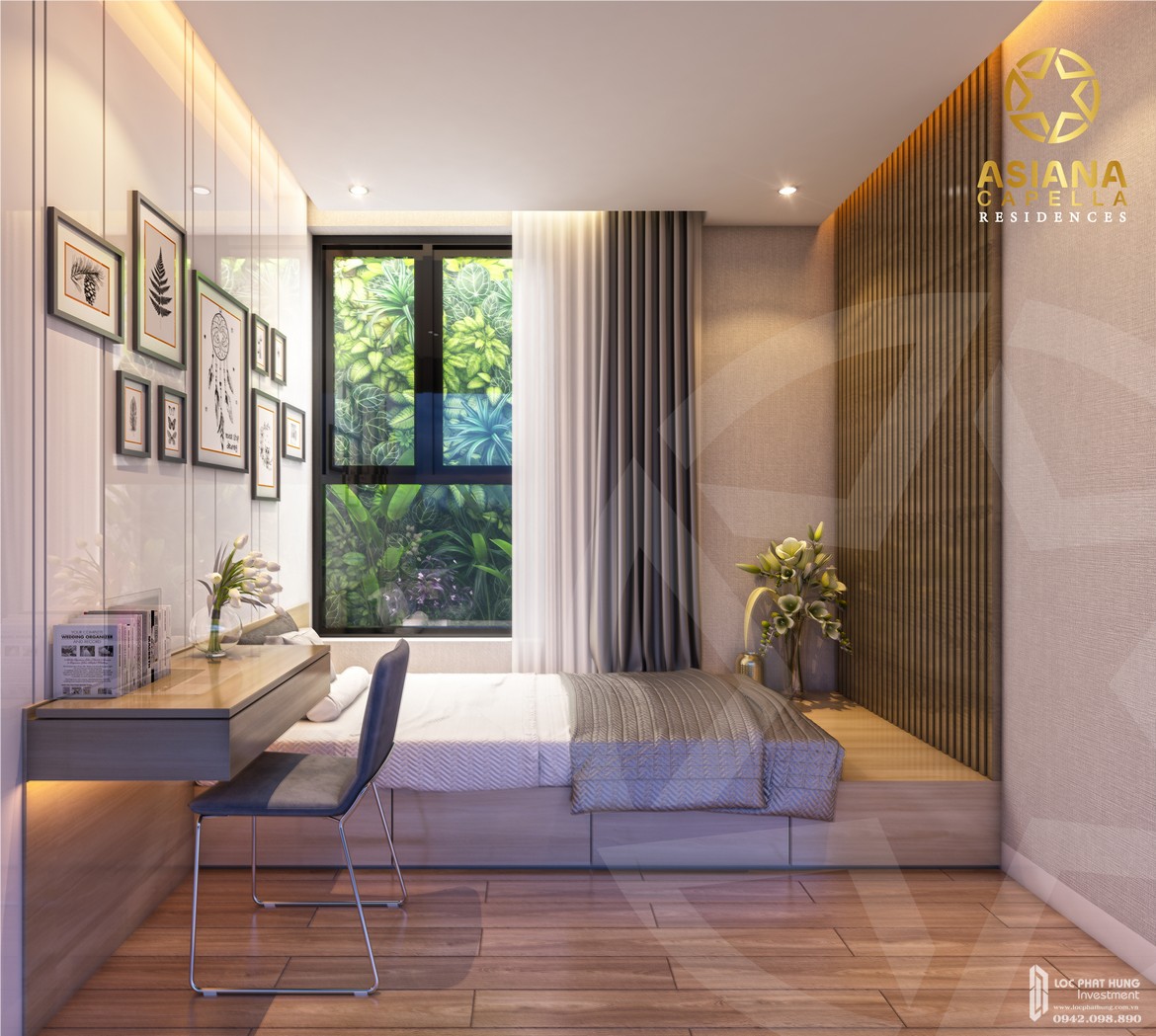 Thiết kế phòng ngủ 2 nhà mẫu căn hộ chung cư SaiGon Asiana quận 6 diện tích 65m2 thiết kế 2 phòng ngủ
