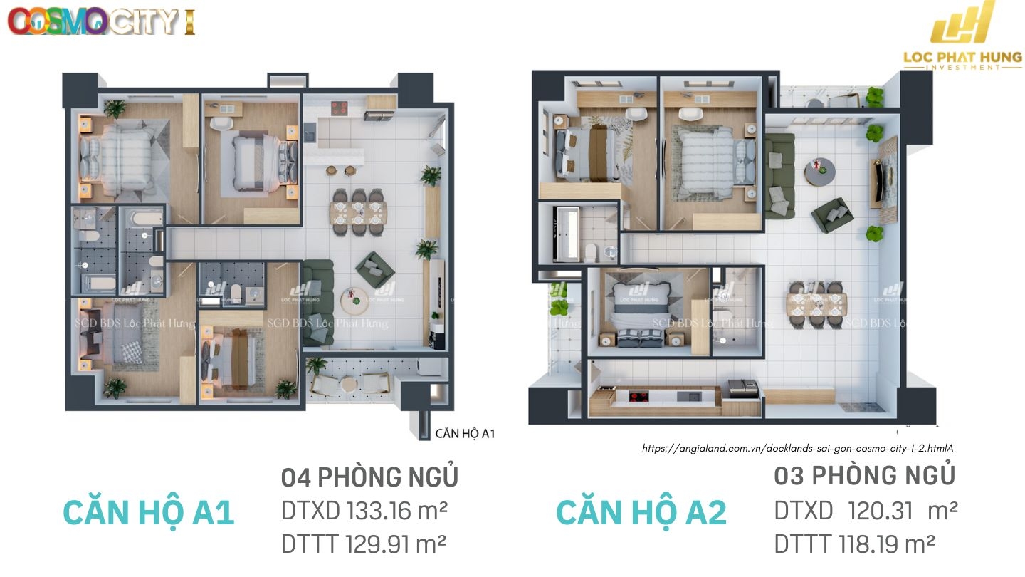 Thiết Kế Chi Tiết Căn Hộ Cosmo City I & II (2-5PN, Dual Key) Quận 7 Thiết Kế Chi Tiết Căn Hộ Cosmo City I & II (2-5PN, Dual Key) Quận 7