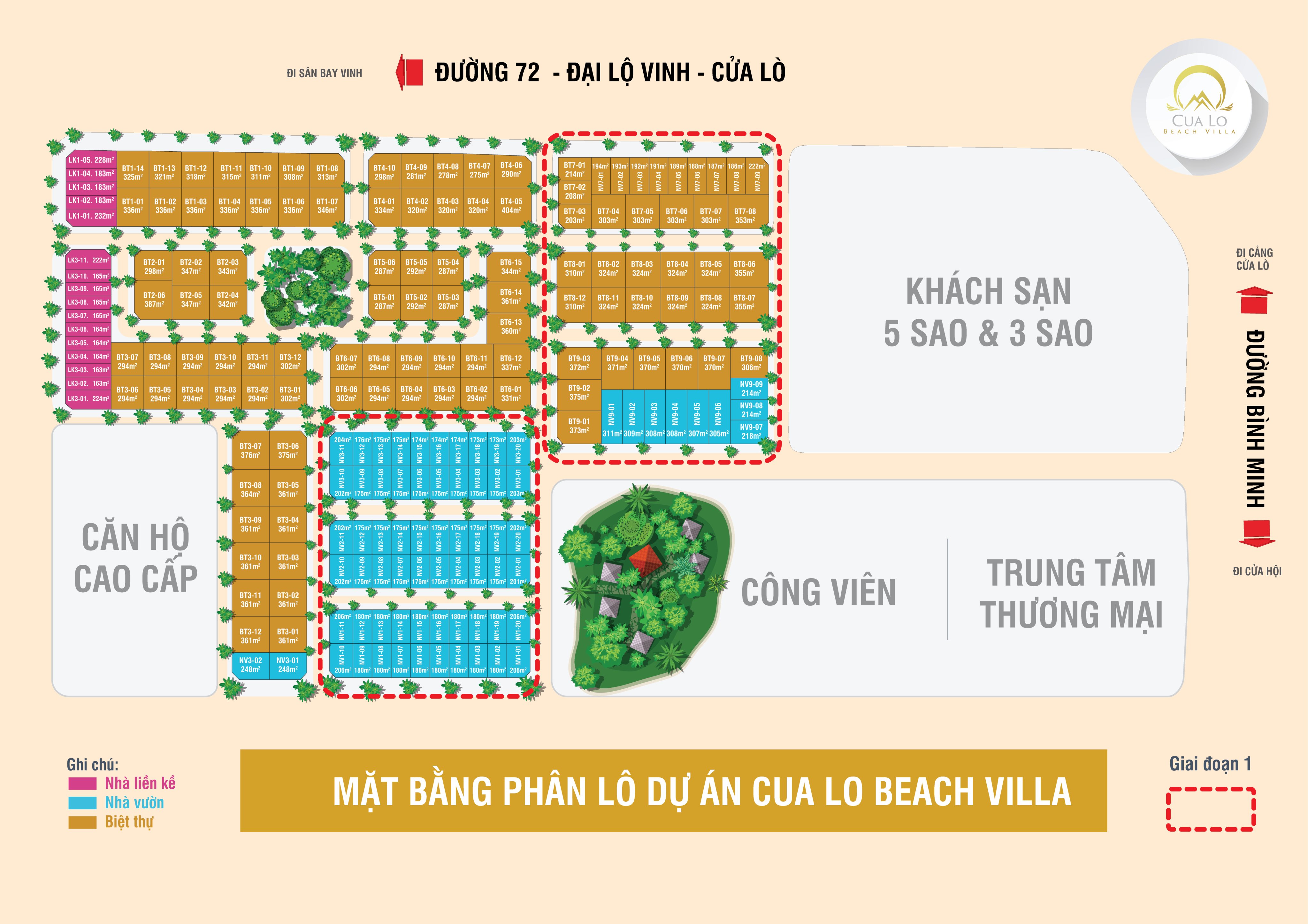 Mặt bằng phân lô dự án Cửa Lò Beach Villa