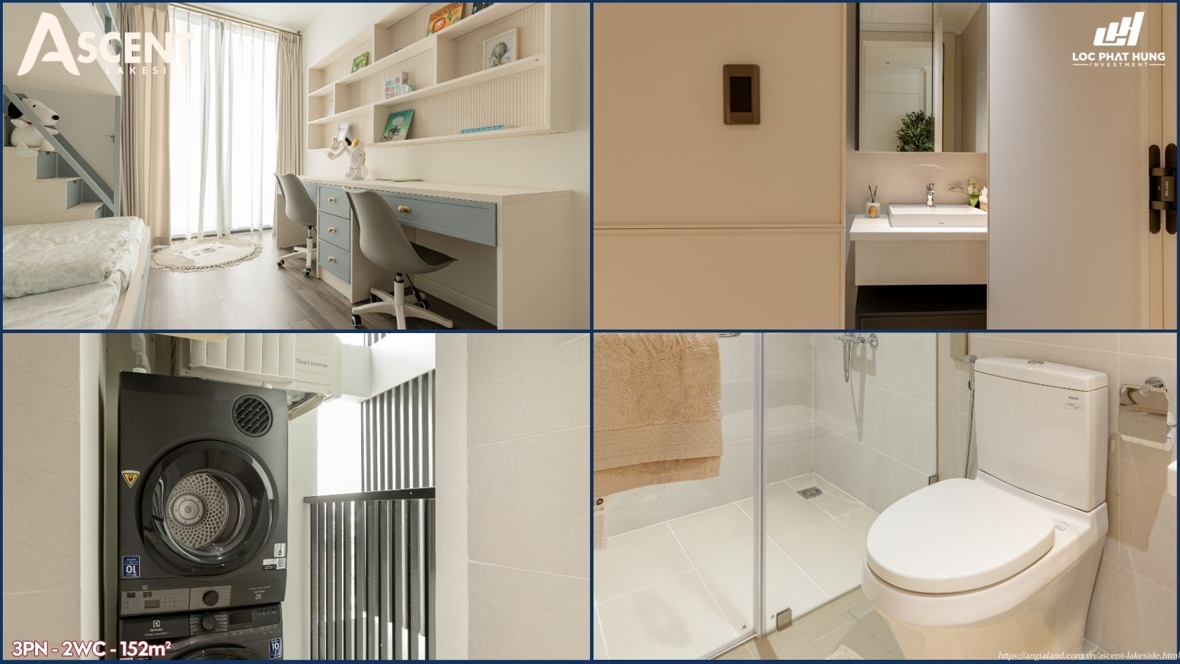 Nhà thực tế căn hộ 155m2 loại 3PN - 2 WC