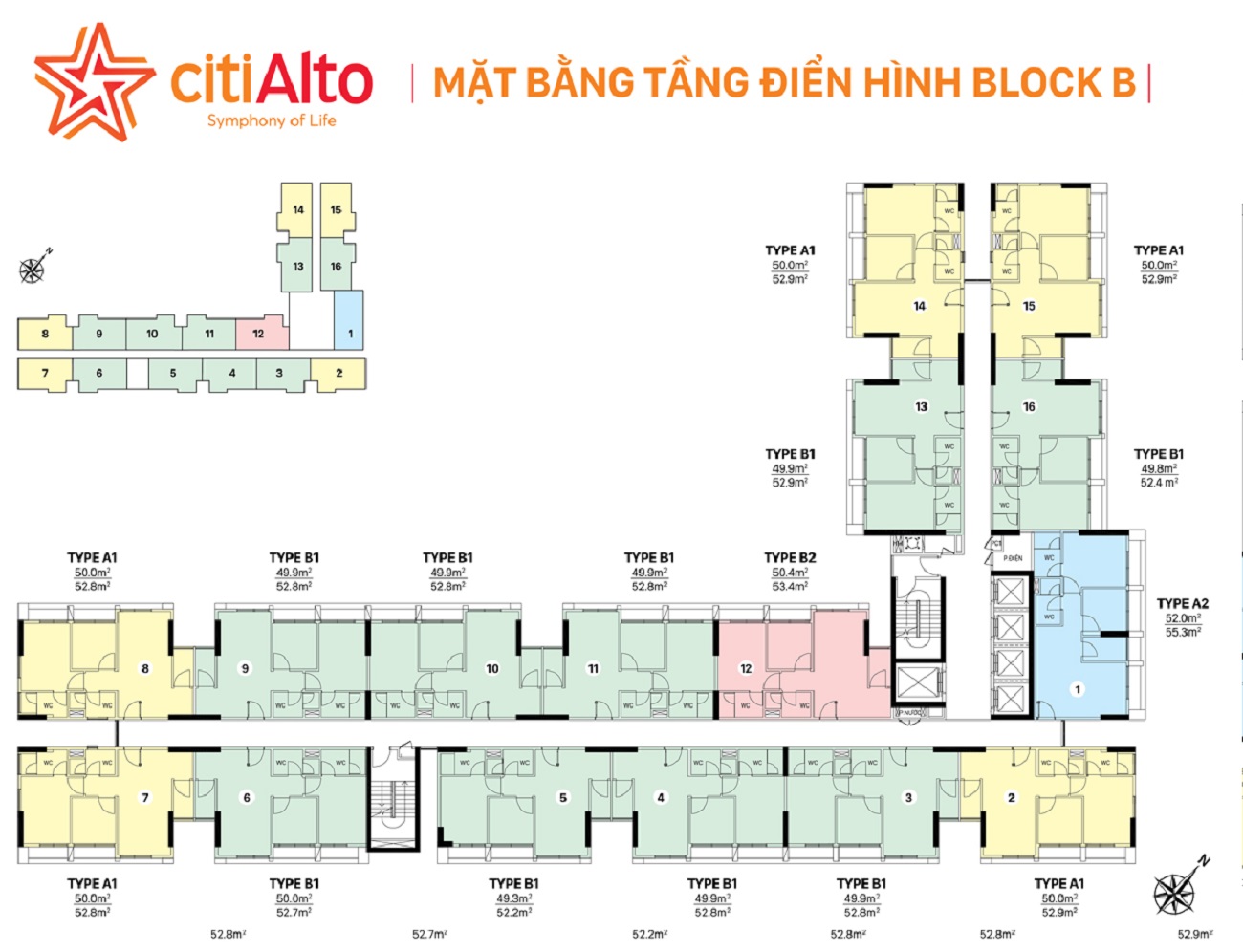 Mặt bằng Block B căn hộ chung cư CitiAlto Quận 2