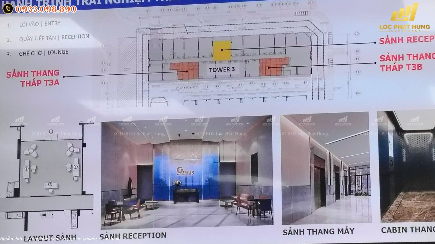 Sảnh đón Tháp 3 Căn hộ Green Square Tp Dĩ An