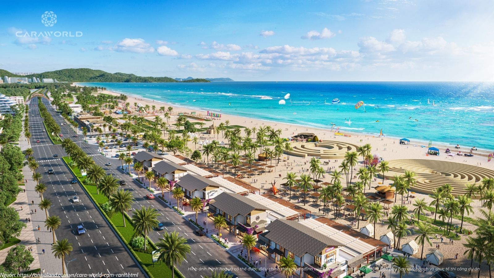 Đại lộ mua sắm & Bãi biển tự do dự án Cara World Cam Ran siêu đô thị biển cạnh Sân Bay Cam Ranh