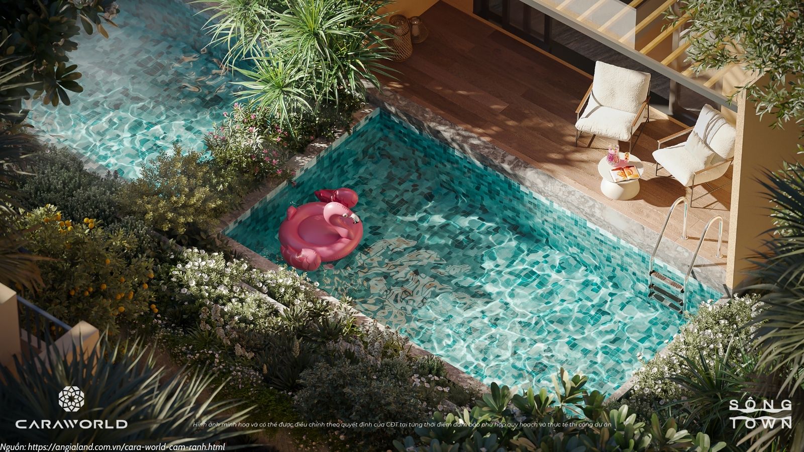 Hồ bơi căn poolhouse tiểu khu Ma Rốc dự án Caraworld Cam Ranh