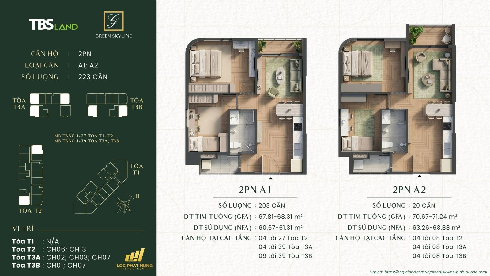 Chi tiết mặt bằng căn hộ 2PN Green Skyline: Thiết kế thông minh, bếp kín, logia rộng