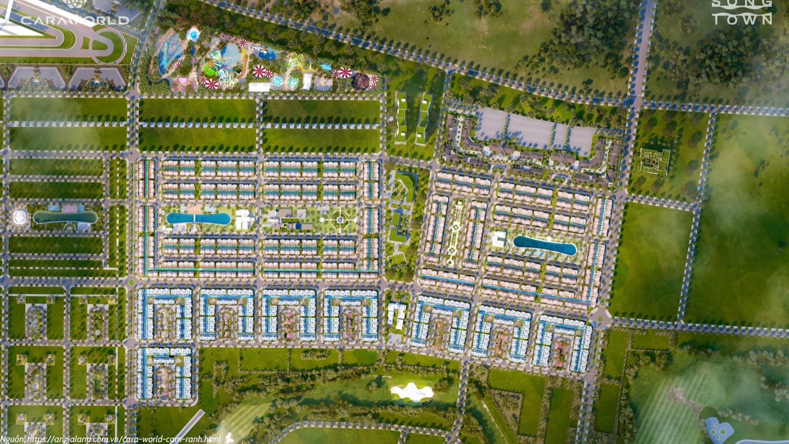 Mặt bằng phân khu Sông Town dự án Caraworld