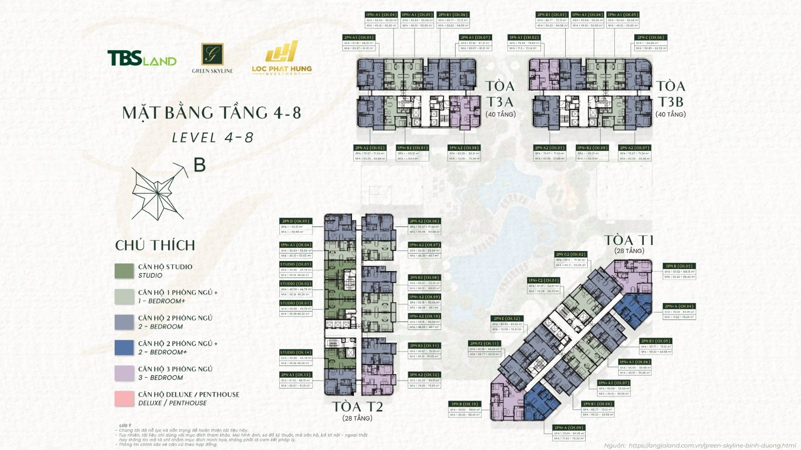 Mặt bằng tầng điển hình 4-8 Green Skyline Dĩ An