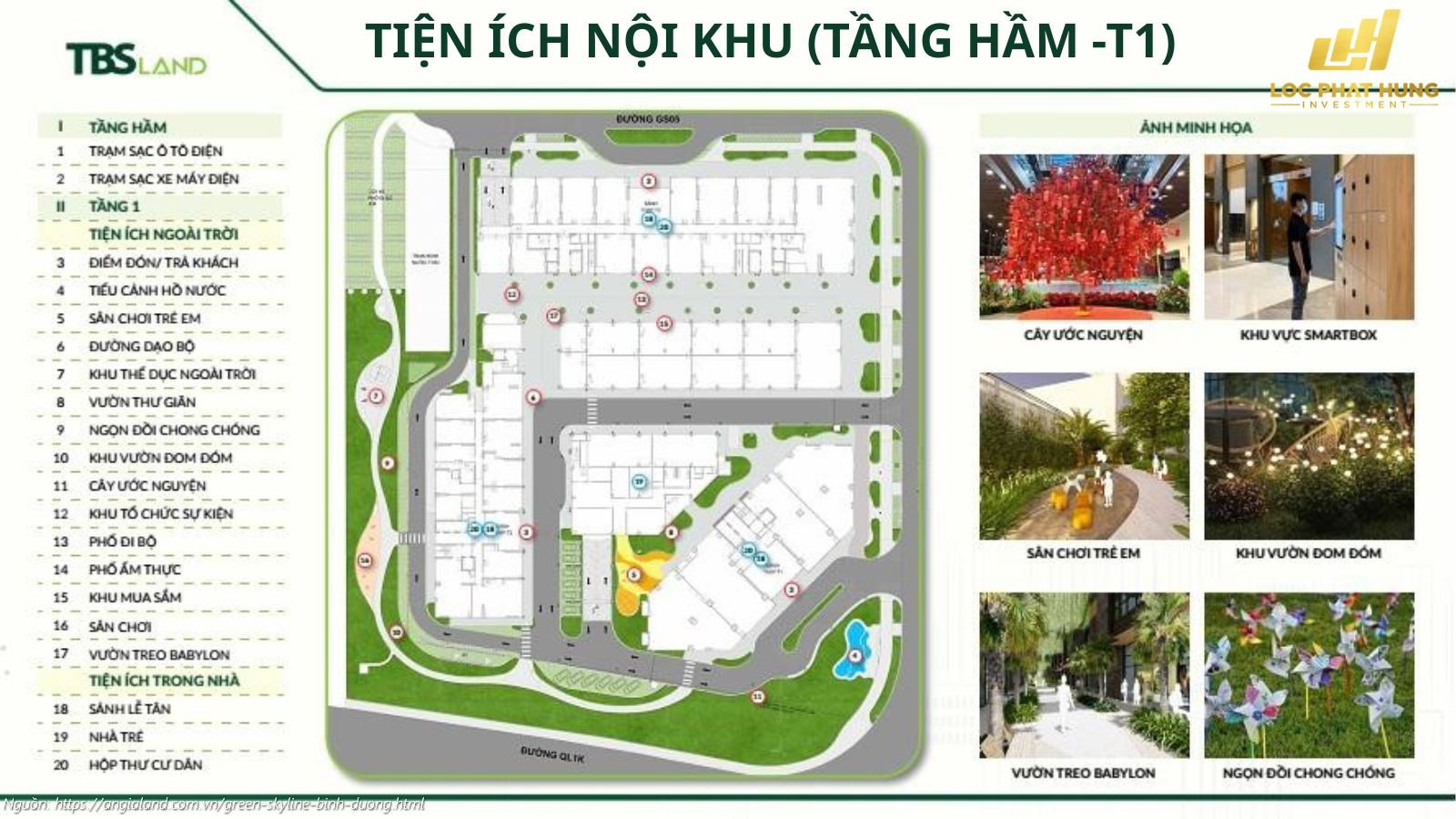 Mặt bằng tiện ích tầng hầm và hệ thống bãi đậu xe thông minh tòa T1 dự án Green Skyline Dĩ An