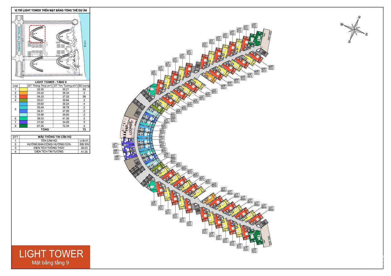 Mặt bằng Light Tower dự án căn hộ condotel Arena Cam Ranh - Level 10(A)