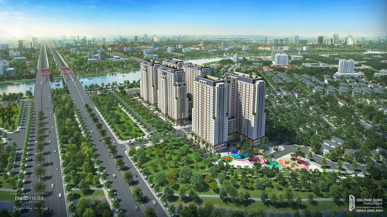 Phối cảnh tổng thể dự án căn hộ chung cư Dream Home Riverside Quận 8 Đường Nguyễn Văn Linh chủ đầu tư Công ty TNHH Lý Khương
