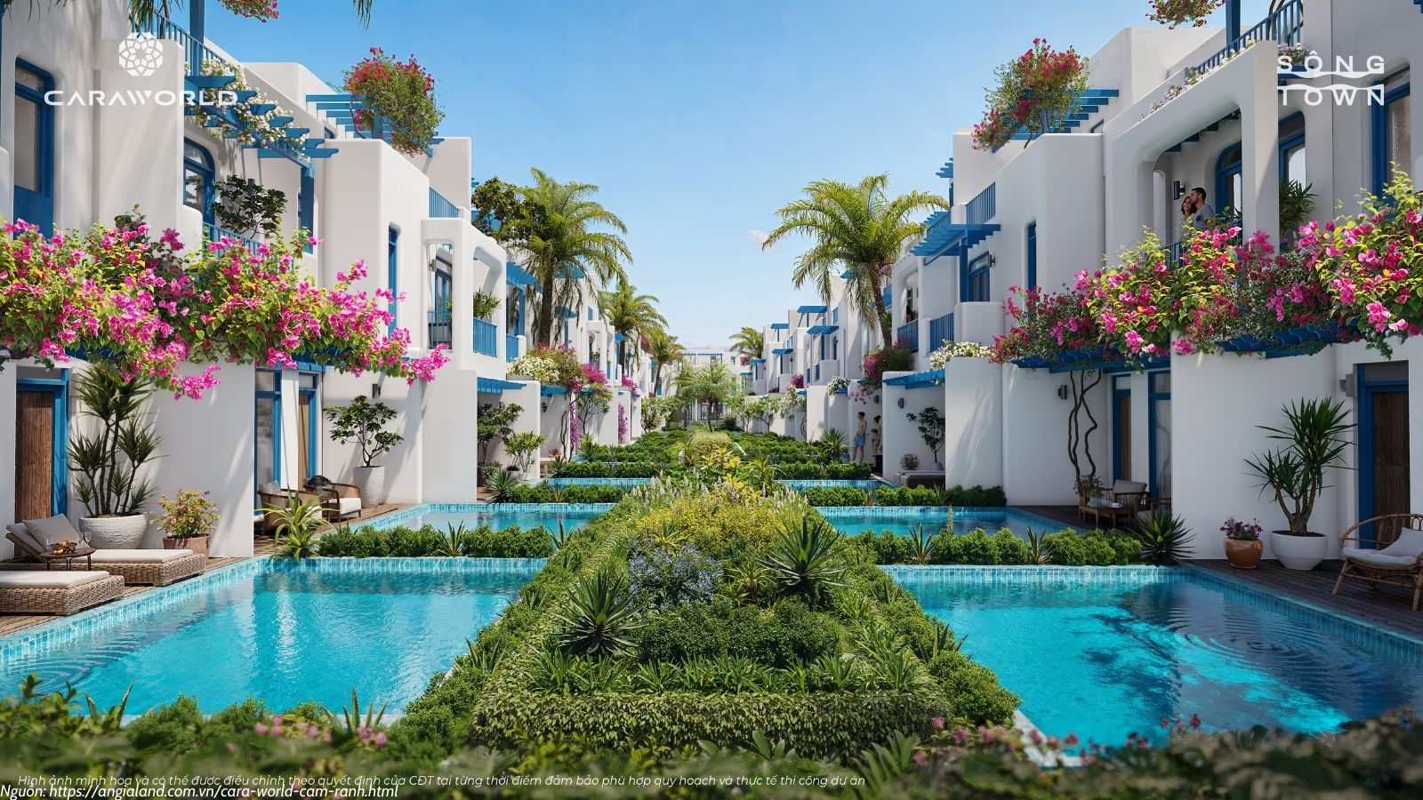 Phối cảnh hồ bơi riêng tiểu khu Hy Lạp dự án Caraworld Cam Ranh