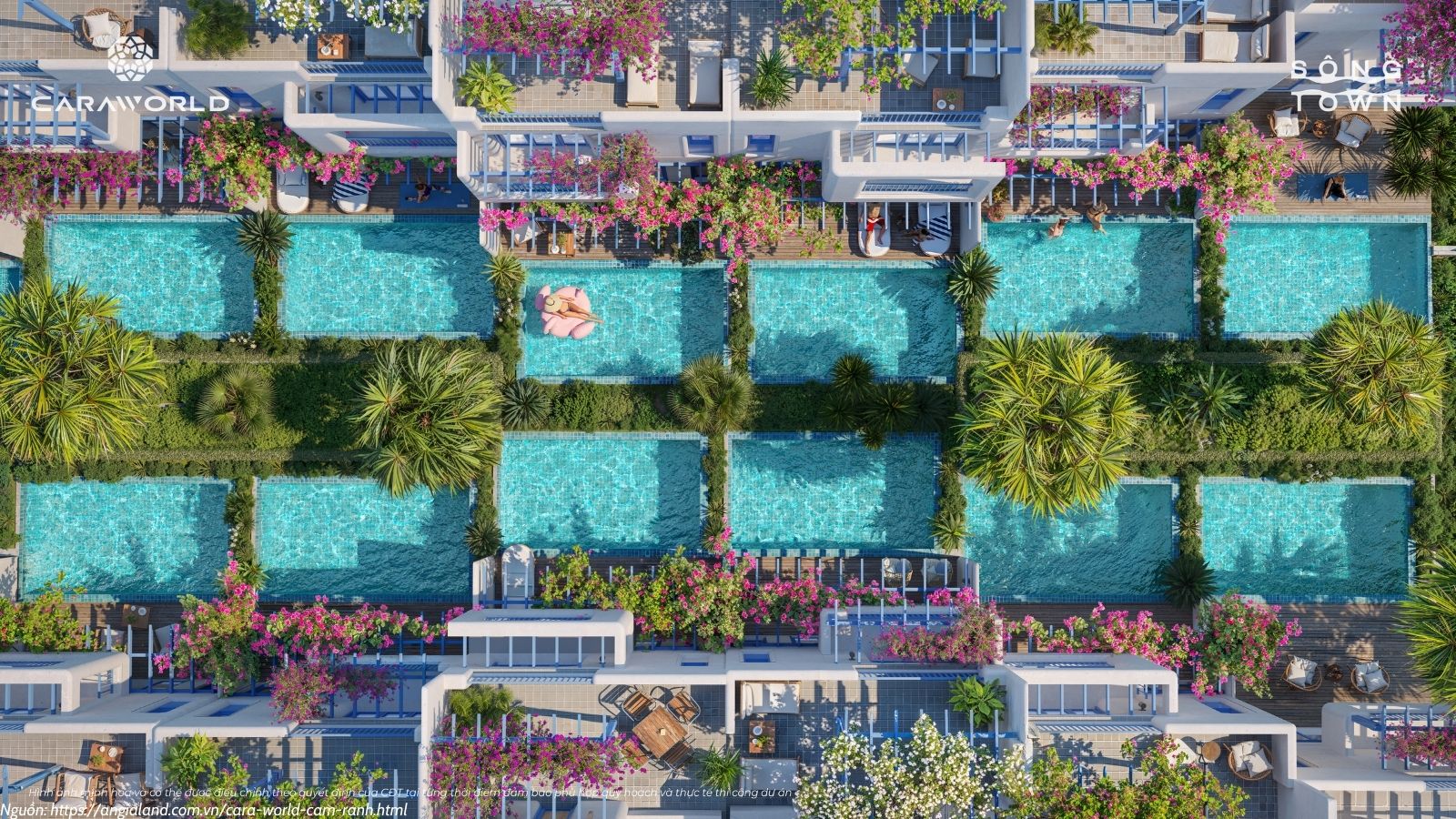 Phối cảnh hồ bơi riêng tiểu khu Hy Lạp dự án Caraworld Cam Ranh