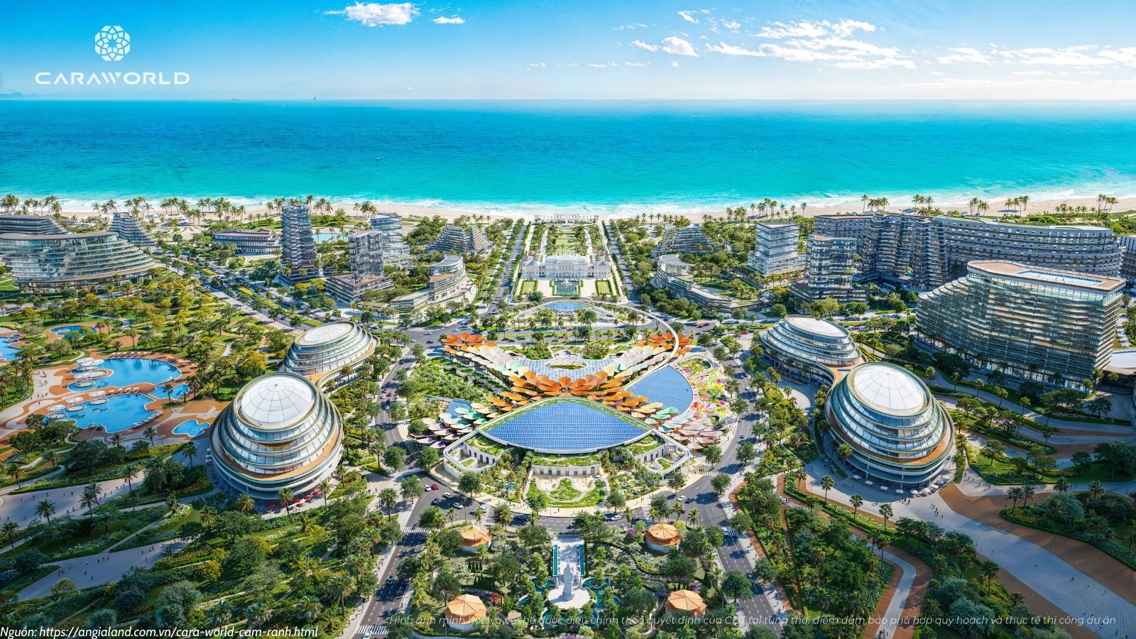 Quảng trường trung tâm dự án Cara World Cam Ran siêu đô thị biển cạnh Sân Bay Cam Ranh