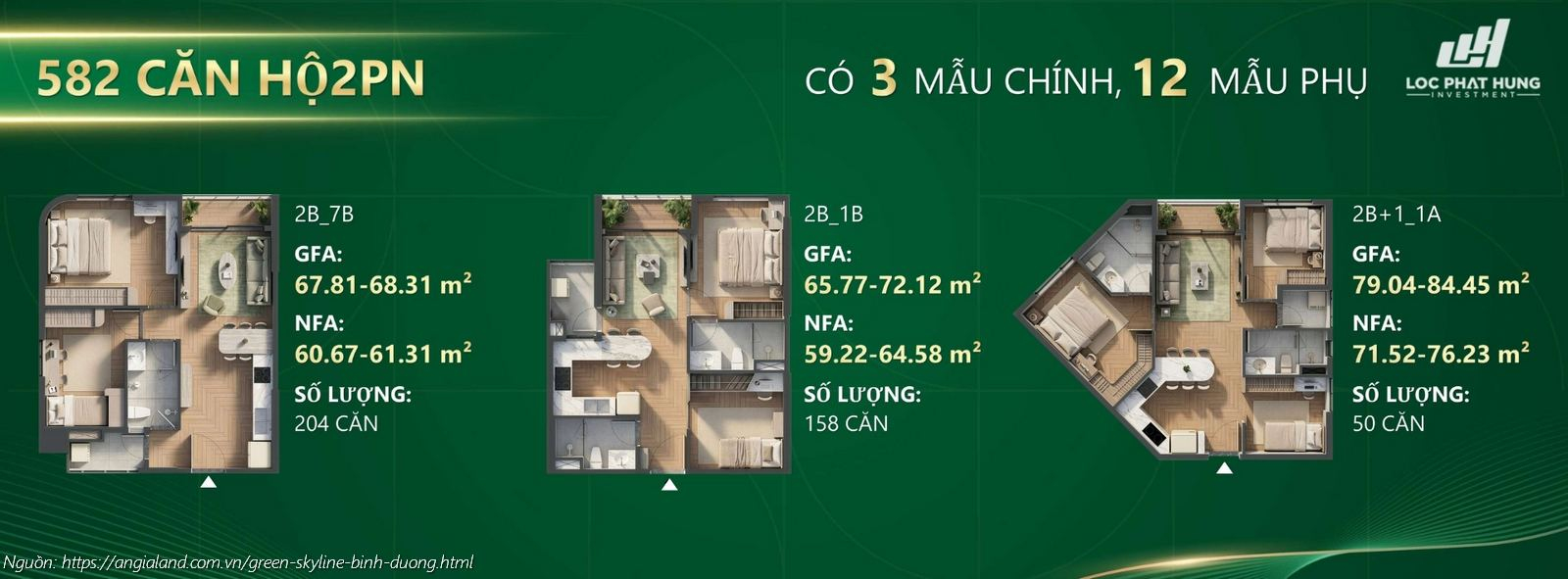 Thiết kế chi tiết căn hộ 2 Phòng ngủ dự án Green Skyline Dĩ An - Diện tích tim tường 65.77m2 - 84.45m2