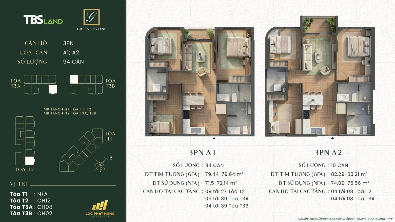 Mặt bằng căn hộ 3PN Green Skyline (80-108m2): Căn góc 2 view đẳng cấp cho gia đình đa thế hệ