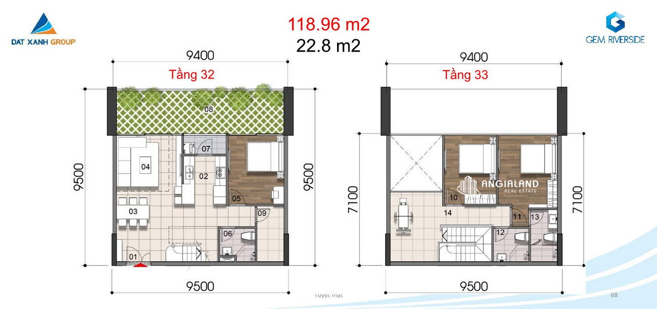  Thiết kế chi tiết căn hộ Duplex 119m² DatXanhHomes Riverside Quận 2