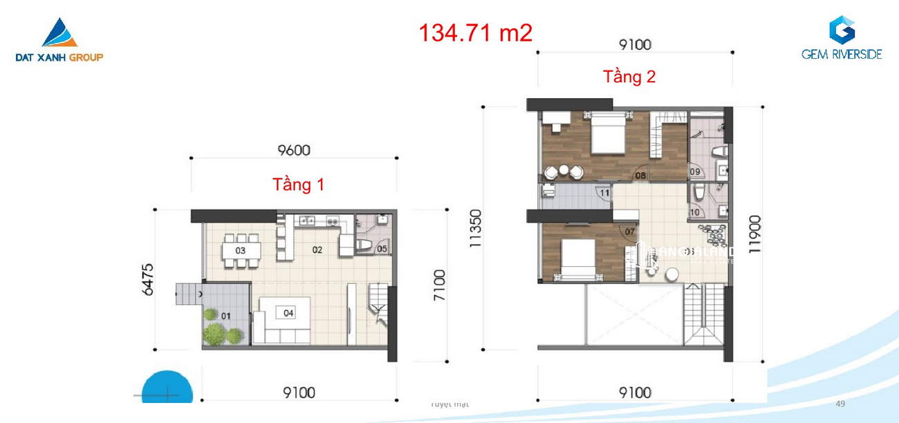  Thiết kế chi tiết căn hộ Duplex 135m² DatXanhHomes Riverside Quận 2
