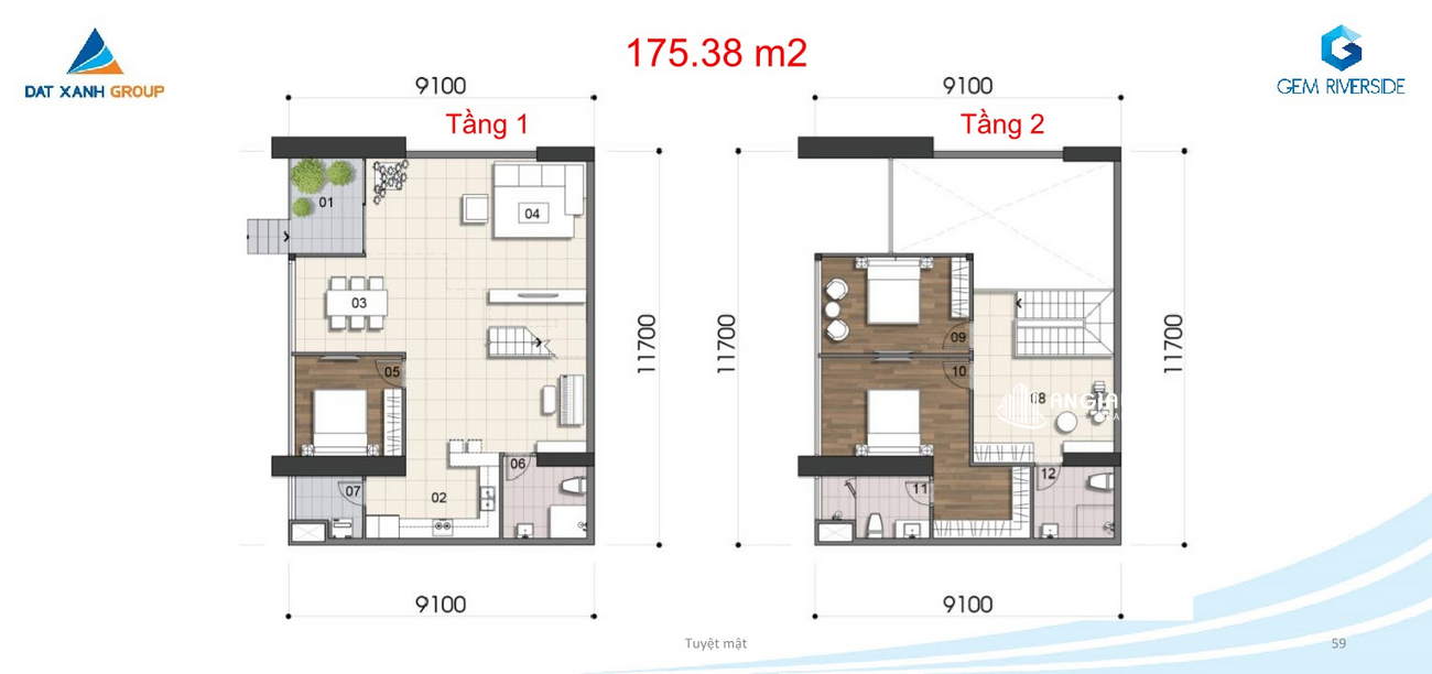  Thiết kế chi tiết căn hộ Duplex 175m² DatXanhHomes Riverside Quận 2