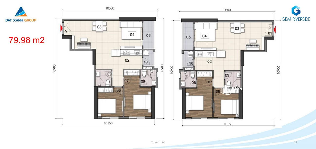 Thiết kế chi tiết căn hộ 79.98m² DatXanhHomes Riverside Quận 2