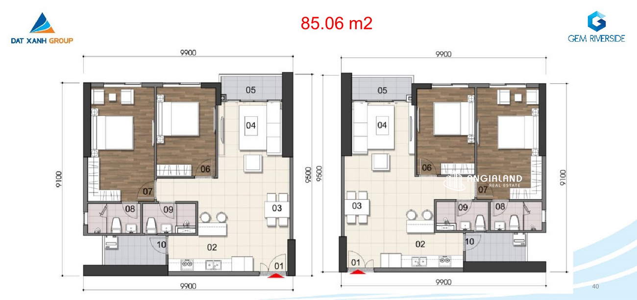 Thiết kế chi tiết căn hộ 85.06m² DatXanhHomes Riverside Quận 2