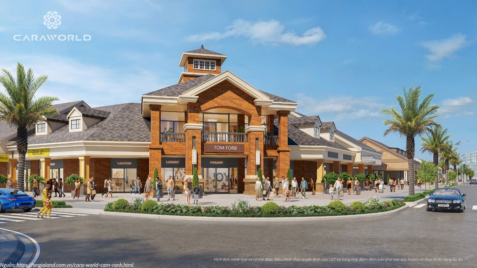 Tiện ích làng Outlet mua sắm Dự án Cara World Cam Ran siêu đô thị biển cạnh Sân Bay Cam Ranh
