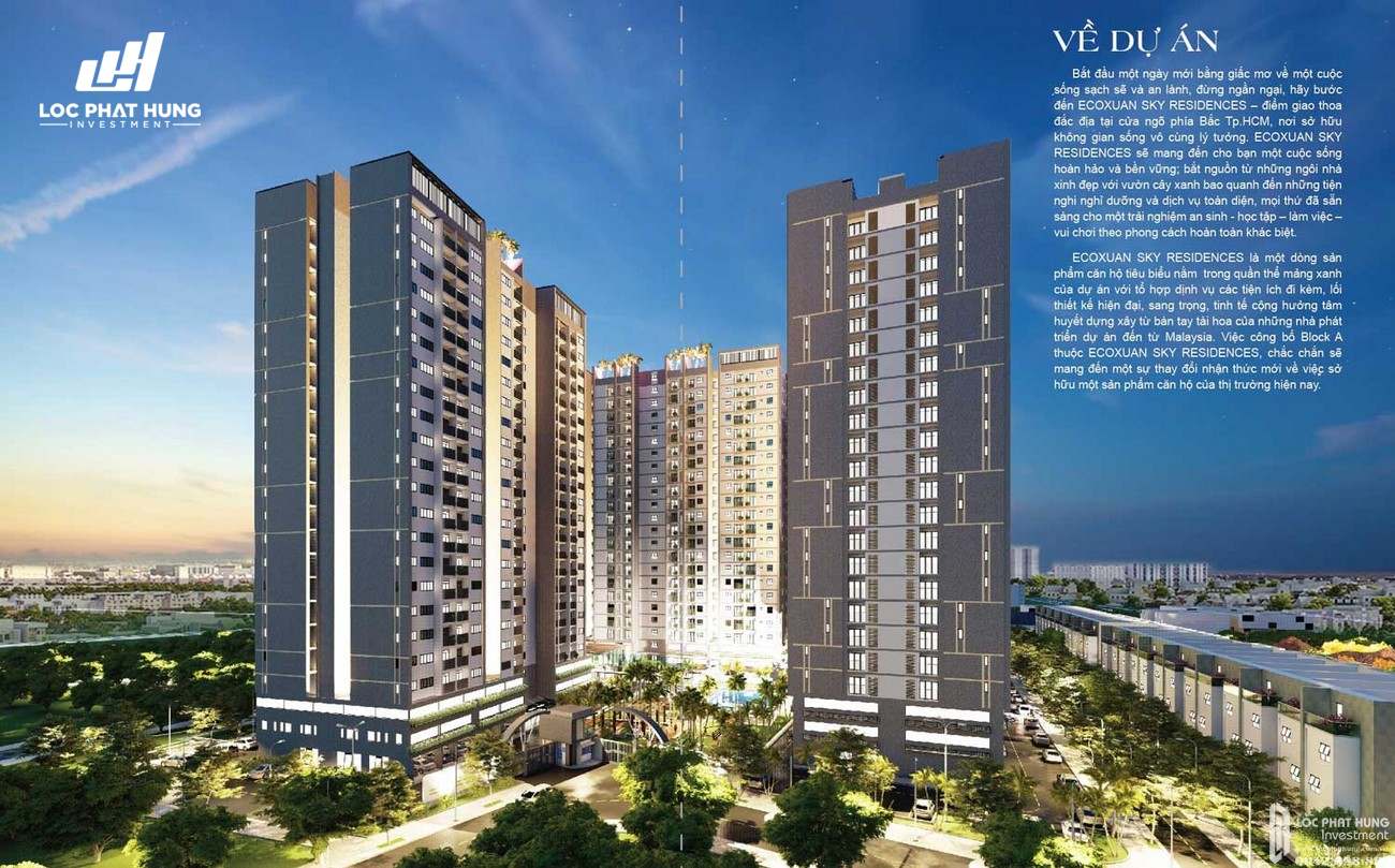 Phối cảnh tổng thể dự án Căn Hộ chung cư Eco Xuân Sky Residences Lái Thiêu Đường Quốc Lộ 13 chủ đầu tư SP Setia Malaysia