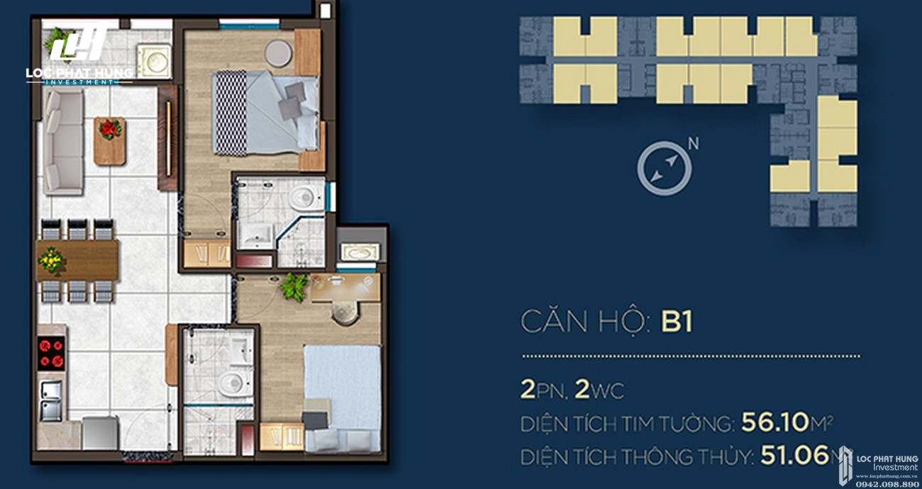 Thiết kế căn hộ B1 dự án Căn Hộ chung cư Happy One Central Phú Hòa Đường Đại Lộ Thủ Dầu Một chủ đầu tư Ốc Vạn Xuân