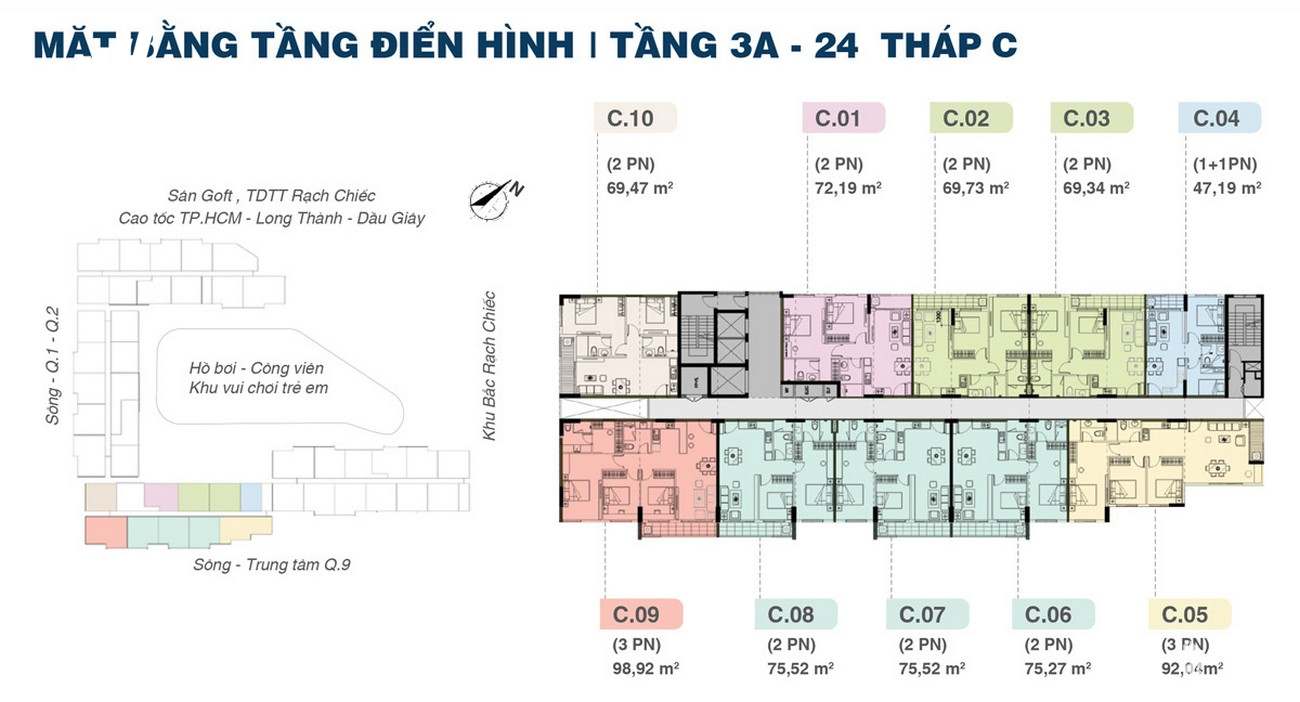 Mặt bằng dự án căn hộ chung cư Jamila Khang Điền Đường Song Hành chủ đầu tư Khang Điền Quận 9